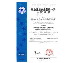 職業(yè)健康安全管理體系認(rèn)證證書(shū)